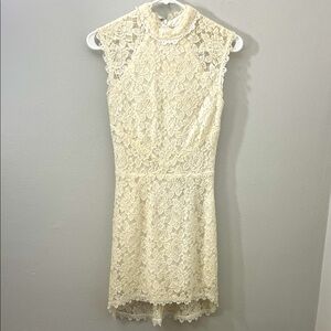 Reformation Cream Lace Mini Dress